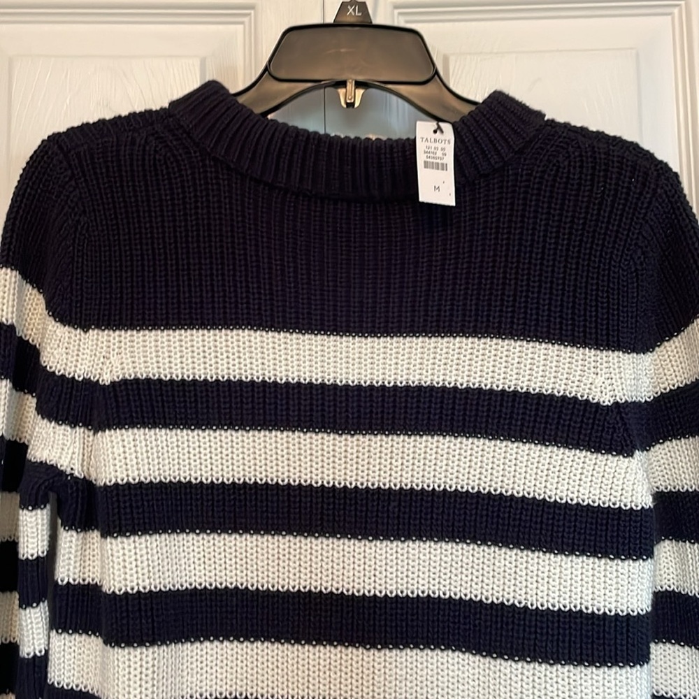 NWT Women’s M  Talbot striped knit sweater. Navy/white crew neck. Nautical